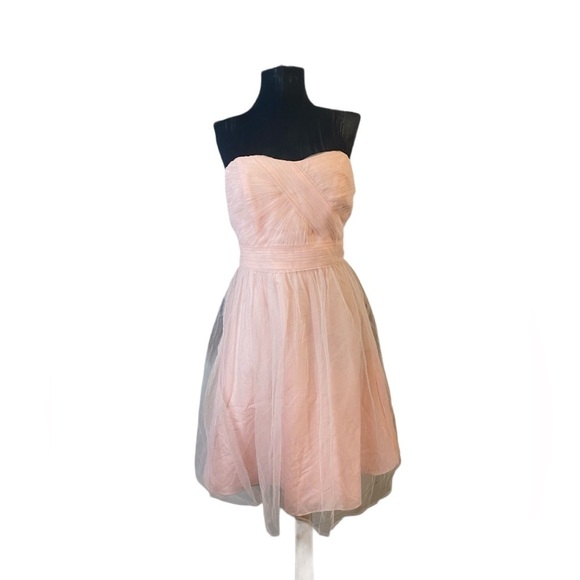 David’s Bridal Light Pink Chiffon Midi Dress Gown - Picture 2 of 16